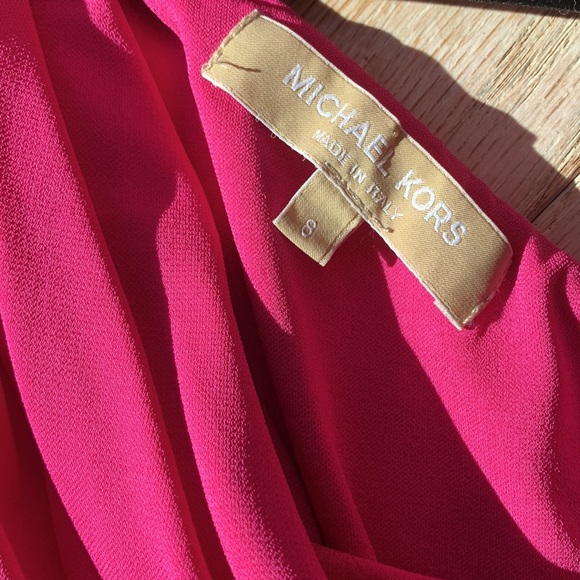 Kors Michael 💕 Barbie Hot Pink Bubblegum Ruched One Shoulder Dress Made Italy - Picture 3 of 16